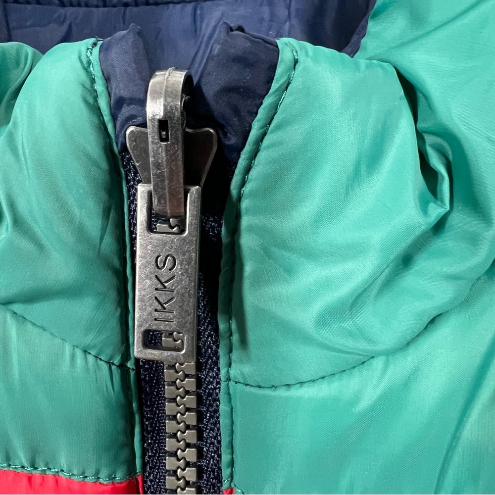 Ikks Boys Reversible Puffer Vest in Green and Blue with Stripes Size 10 - Picture 7 of 16